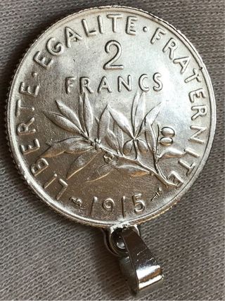 Medalla Plata 2 Francos Francia 1915 + Regalo