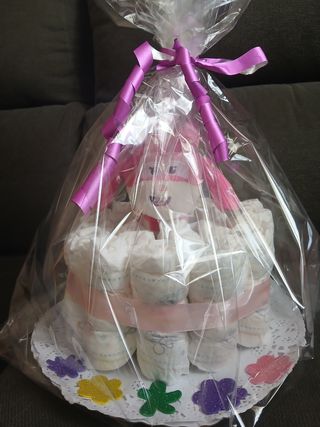 Tarta de pañales con peluche