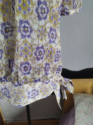 Blusa gasa floral hombros descubiertos