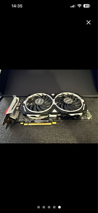 MSI RX 580 Armor 8GB Tarjeta Gráfica en su caja.