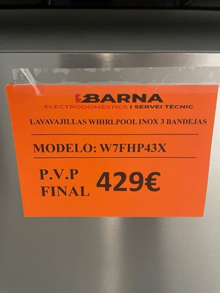 Lavavajillas Whirlpool Inox 3 Bandejas Clase C