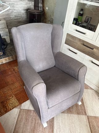 Sillón Mecedora Gris Tela