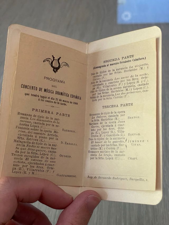 Folletos Conciertos Antiguos 1909-1910 “R. Chapí”.