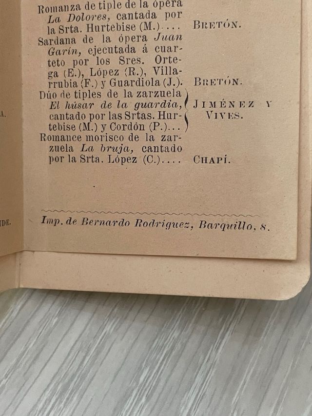 Folletos Conciertos Antiguos 1909-1910 “R. Chapí”.