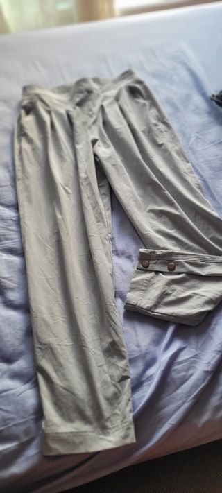 Pantalón de verano de mujer beige/gris