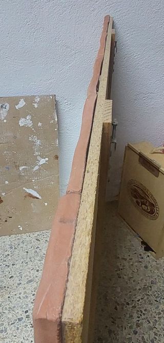 Espejo artesanal grande de cerámica con tulipanes