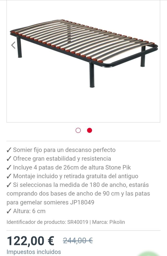 Somier Pikolin 90x190 cm