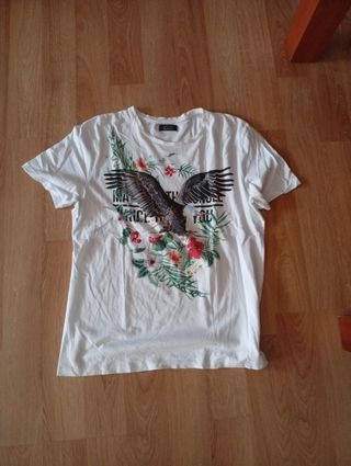 Camiseta Zara Man Blanca con Águila
