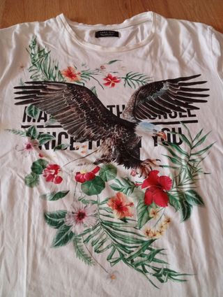 Camiseta Zara Man Blanca con Águila