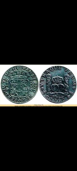 Moneda 8 Reales Santiago 1752 Plata