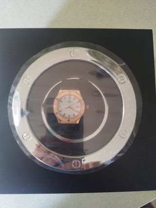 Reloj tipo Hublot Mujer color rosado esfera blanca
