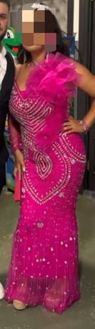 Vestido de fiesta gitana rosa y plata