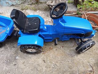 Tractor de pedales Rolly Kid Azul con remolque