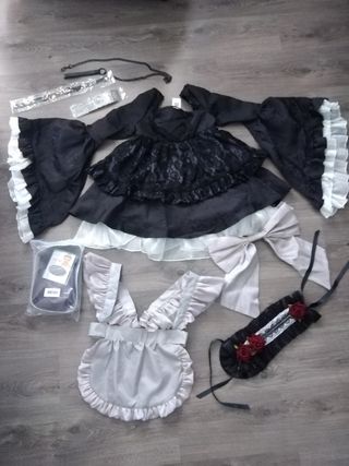 Disfraz Cosplay Japonés Negro y blanco 