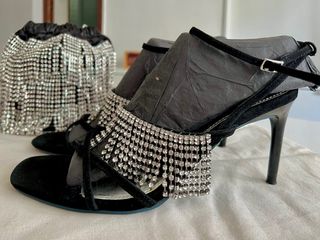 Sandalias Zara Piel Tacón Adorno Pedrería
