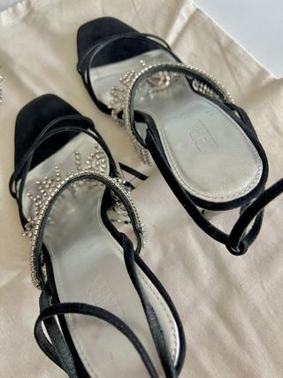 Sandalias Zara Piel Tacón Adorno Pedrería