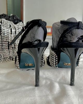 Sandalias Zara Piel Tacón Adorno Pedrería