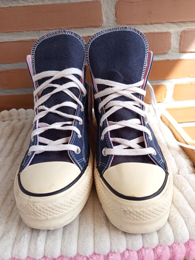 Zapatillas Converse Altas Azul Marino y Rosa