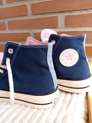 Zapatillas Converse Altas Azul Marino y Rosa