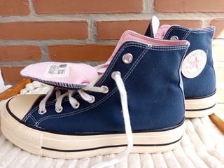 Zapatillas Converse Altas Azul Marino y Rosa