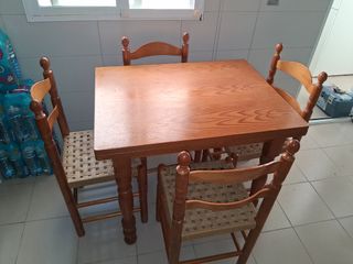 Mesa y 4 Sillas Rústicas Madera