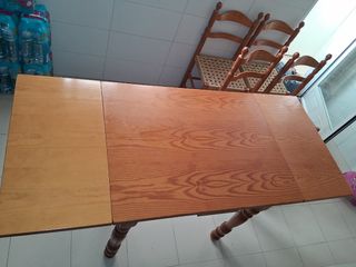 Mesa y 4 Sillas Rústicas Madera
