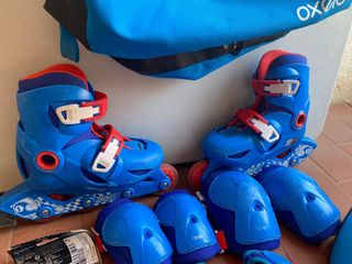 Set Patinaje Infantil Oxelo Azul talla 28-30