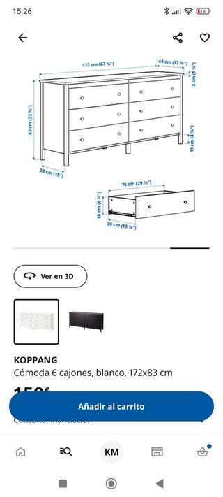 Cómoda gris y blanca