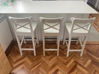 Taburetes Ikea Rosentorp Madera Blancos