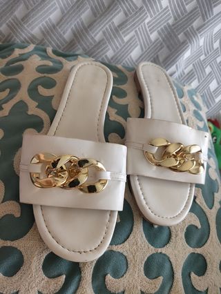 Sandalias Mujer Cadena Dorada Talla 39
