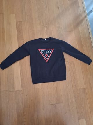 Sudadera Guess Negra Logo Triángulo