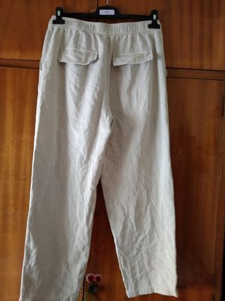 Pantalones Zara Beige Mujer