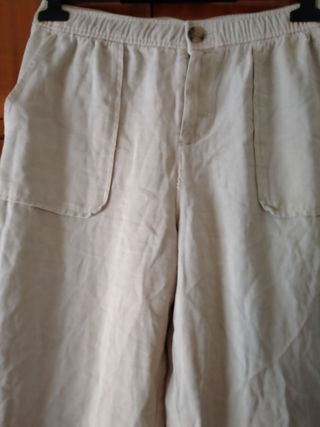 Pantalones Zara Beige Mujer