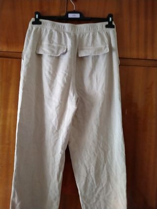 Pantalones Zara Beige Mujer