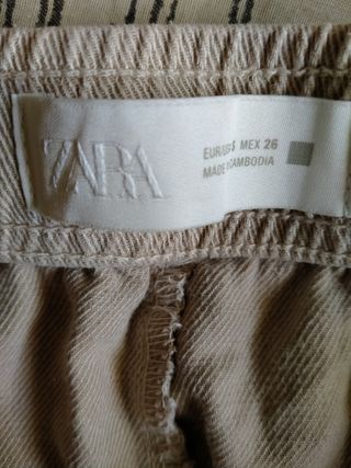 Pantalones Zara Beige Mujer