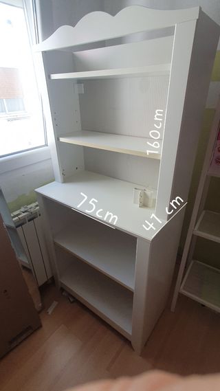 Cambiador bebé convertible estanteria blanco.