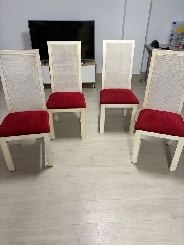 Conjunto 4 Sillas Madera Maciza Tapizadas