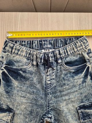 Pantaloni Cargo Denim Lavaggio Acido 128cm