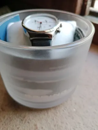 Reloj Bering Acero Inoxidable Correa Cuero Negro