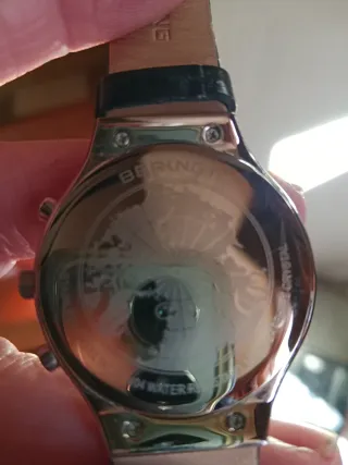 Reloj Bering Acero Inoxidable Correa Cuero Negro