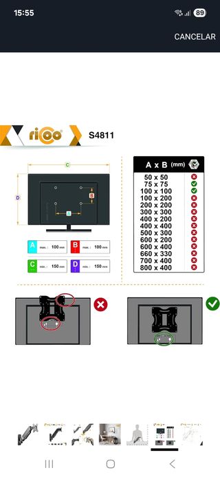Soporte Monitor Ricoo S4811 Pared, nunca montado