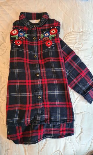 Camisa Zara Girls Flanela Xadrez 7 Anos