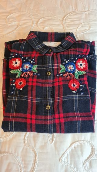 Camisa Zara Girls Flanela Xadrez 7 Anos