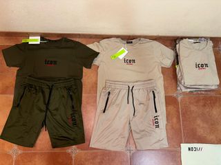 Conjunto Chándal Icon Beige y Verde Militar