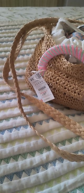 Bolso Rafia Pequeño Bandolera Asas Cortas 