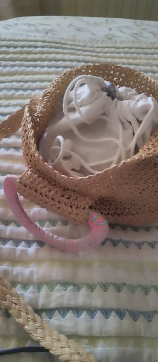 Bolso Rafia Pequeño Bandolera Asas Cortas 