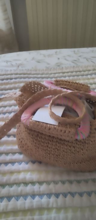 Bolso Rafia Pequeño Bandolera Asas Cortas 