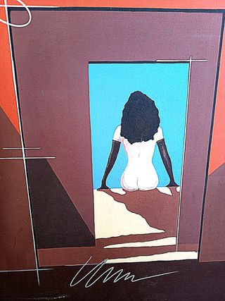 Quadro acrilico donna seduta