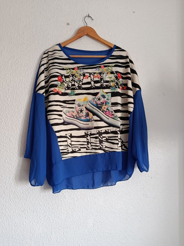 Camiseta Estampada ZEBRA y CONVERSE Talla L/XL