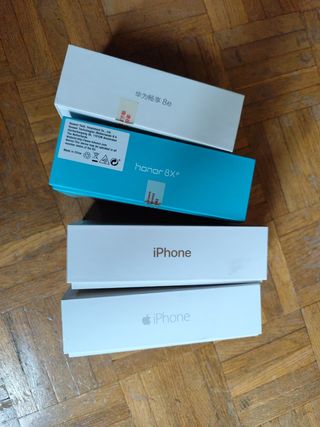 Cajas móviles Huawei y iPhone Apple
